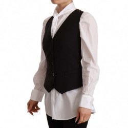 Top in poliestere senza maniche con bottoni neri - IT40-S