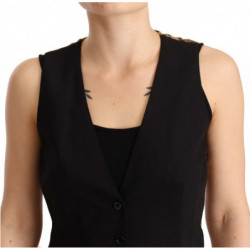 Top in lana con gilet senza maniche con bottoni neri - IT40-S