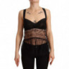 Top intimo in nylon con babydoll in pizzo di seta nera - IT2 - S