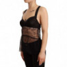 Top intimo in nylon con babydoll in pizzo di seta nera - IT2 - S