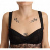 Top intimo in nylon con babydoll in pizzo di seta nera - IT2 - S