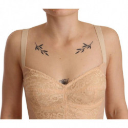 Intimo body in pizzo floreale in nylon beige - IT40-S