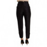Pantaloni a vita alta cropped decorati con bottoni neri - IT40-S