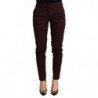 Pantaloni skinny da donna a vita media marrone rossiccio - IT40-S