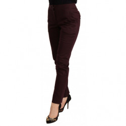 Pantaloni skinny da donna a vita media marrone rossiccio - IT40-S