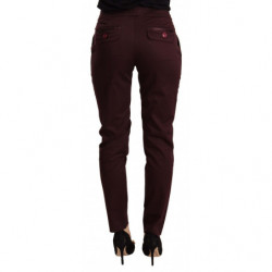 Pantaloni skinny da donna a vita media marrone rossiccio - IT40-S