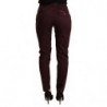 Pantaloni skinny da donna a vita media marrone rossiccio - IT40-S