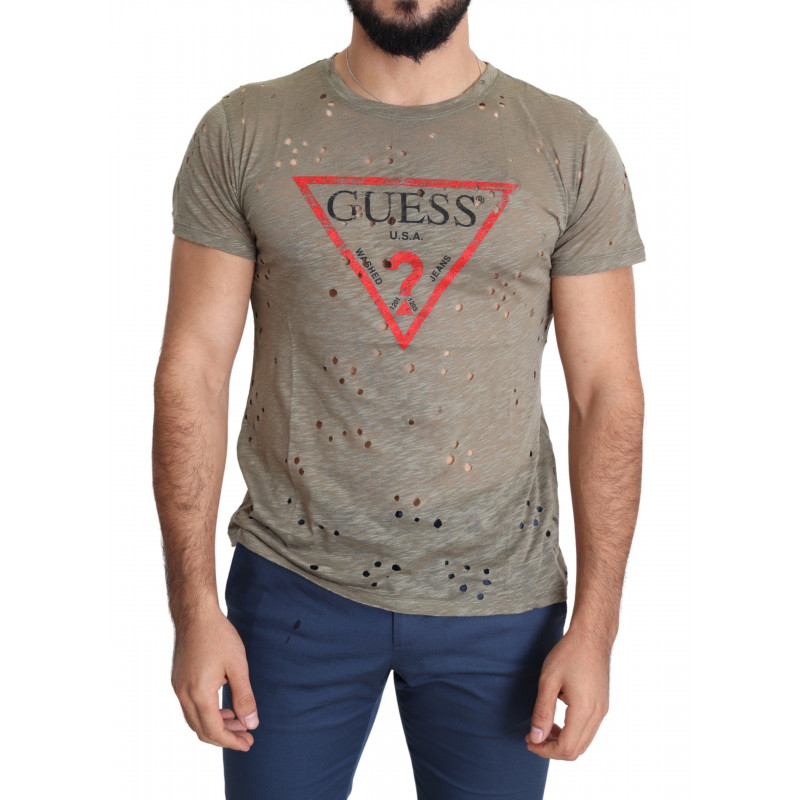 T-shirt casual traforata da uomo stampa logo elasticizzato cotone m