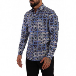 Camicia slim fit in cotone blu Logo Mania - IT38 - XS