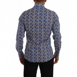 Camicia slim fit in cotone blu Logo Mania - IT38 - XS