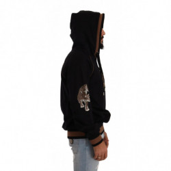 Maglione pullover cappuccio cotone leopardato marrone nero - IT44 - XS