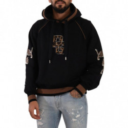 Maglione pullover cappuccio cotone leopardato marrone nero - IT44 - XS