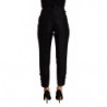 Pantaloni skinny da donna a vita alta in lana nera - IT40-S