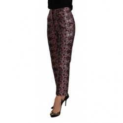 Pantaloni cropped svasati in jacquard floreale multicolor - IT42-M