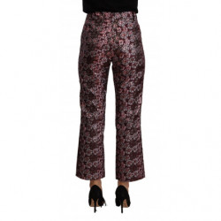 Pantaloni cropped svasati in jacquard floreale multicolor - IT42-M