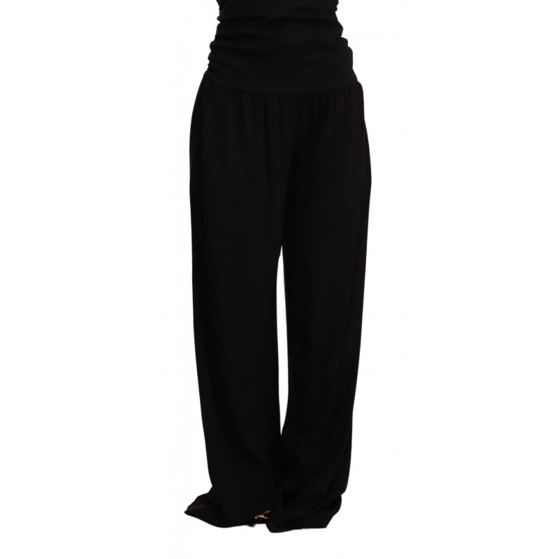 Pantaloni lunghi neri dritti a vita alta - IT40-S