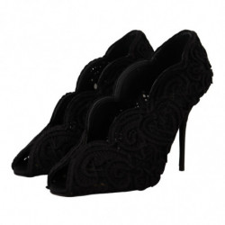 Scarpe open toe con décolleté Cordonetto Ricamo nere - EU40/US9.5