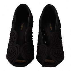 Scarpe open toe con décolleté Cordonetto Ricamo nere - EU40/US9.5