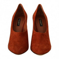 Scarpe décolleté tacco largo pelle scamosciata marrone - EU39/US8.5