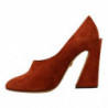 Scarpe décolleté tacco largo pelle scamosciata marrone - EU39/US8.5