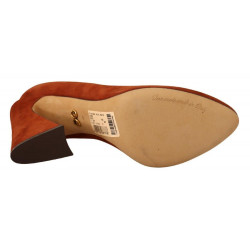Scarpe décolleté tacco largo pelle scamosciata marrone - EU39/US8.5