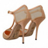 Scarpe décolleté tacco spillo cinturino T rete beige - EU39/US8.5
