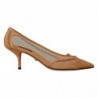 Scarpe con tacco e catene in pelle a rete color pesca - EU39/US8.5