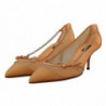 Scarpe con tacco e catene in pelle a rete color pesca - EU39/US8.5