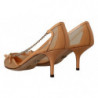 Scarpe con tacco e catene in pelle a rete color pesca - EU39/US8.5