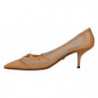 Scarpe con tacco e catene in pelle a rete color pesca - EU39/US8.5