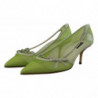 Scarpe con tacchi e catene in pelle a rete verde - EU39/US8.5