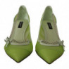 Scarpe con tacchi e catene in pelle a rete verde - EU39/US8.5