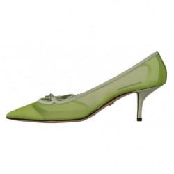 Scarpe con tacchi e catene in pelle a rete verde - EU39/US8.5