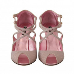 Scarpe con sandali con tacco e cinturino glitterati rosa - EU39/US8.5