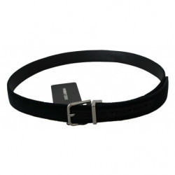 Cintura fibbia argentata pelle velluto nero - 80 CM / 32 INCHES