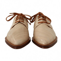 Scarpe basse formali stringate pelle anguilla bianca - EU39/US8.5