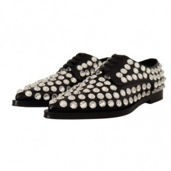 Scarpe formali stringate con cristalli in pelle nera - EU41/US10.5