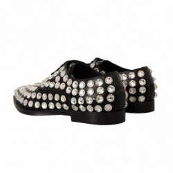 Scarpe formali stringate con cristalli in pelle nera - EU41/US10.5