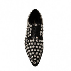 Scarpe formali stringate con cristalli in pelle nera - EU41/US10.5