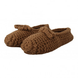 Scarpe marroni slip on ballerine in maglia di lana - EU40/US9.5