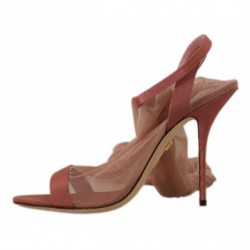 Scarpe sandali cinturino alla caviglia elasticizzato tulle rosa - E