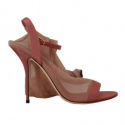 Scarpe sandali cinturino alla caviglia elasticizzato tulle rosa - E