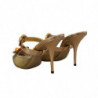 Scarpe sandali tacco decorazioni floreali cristallo dorato - EU39/U