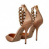 Scarpe décolleté tacco alto cinturino alla caviglia beige - EU39/US8.5
