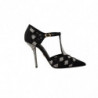 Scarpe décolleté con tacco a T e cristalli neri - EU39/US8.5