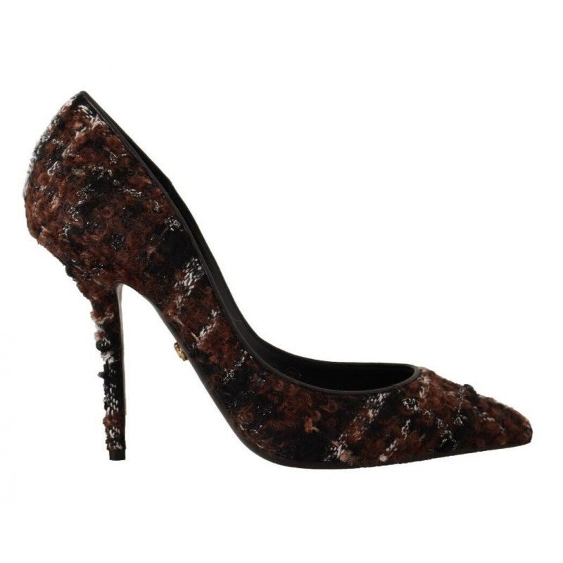 Scarpe décolleté a spillo a punta in tweed multicolor - EU39/US8.5