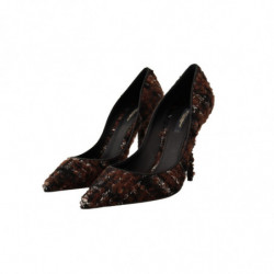Scarpe décolleté a spillo a punta in tweed multicolor - EU39/US8.5