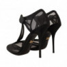 Scarpe décolleté tacco spillo cinturino T rete nera - EU39/US8.5