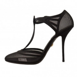Scarpe décolleté tacco spillo cinturino T rete nera - EU39/US8.5