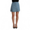 Mini gonna blu in poliestere a trapezio a vita alta - IT44-L